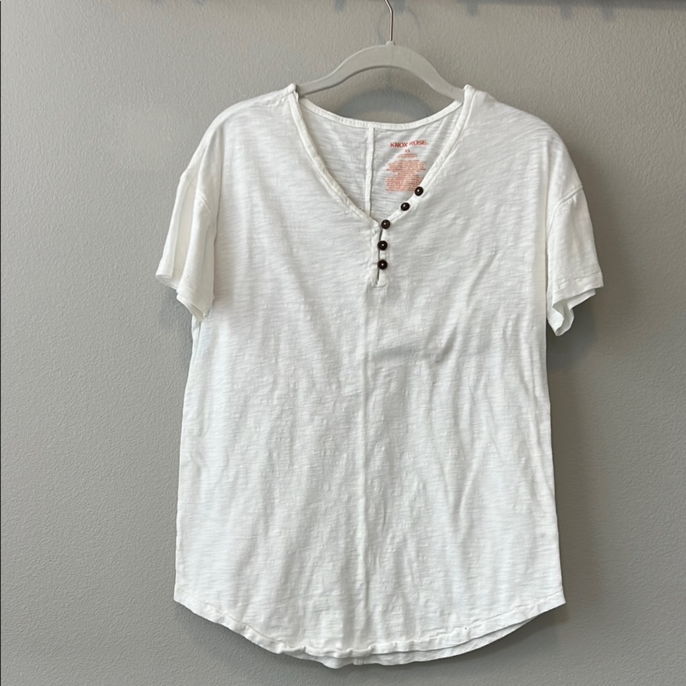 Women's White Button-Detail Top